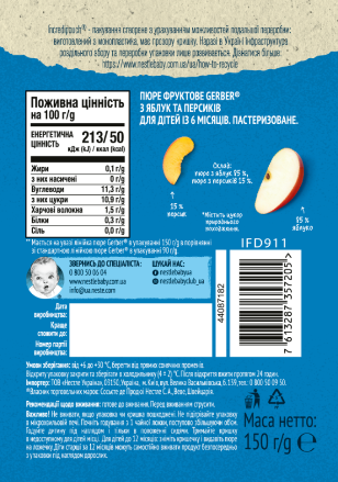 Фруктове пюре Gerber® Яблуко Персик_back