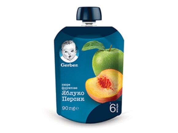 Фруктове пюре Gerber Яблуко і персик (пауч)