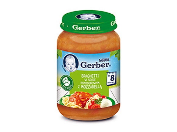 Пюре Gerber зі спагеті і сиром моцарелла в томатному соусі