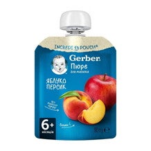 Фруктове пюре Gerber Яблуко і персик (пауч)