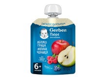 Фруктове пюре Gerber Яблуко, груша, малина, чорниця (пауч) Фруктове пюре Gerber Яблуко, груша, малина, чорниця (пауч)