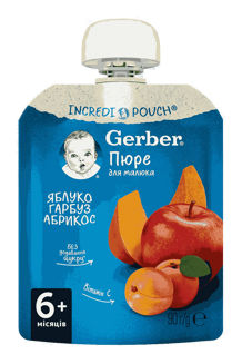 Фруктово-овочеве пюре Gerber® «Яблуко, гарбуз, абрикос»