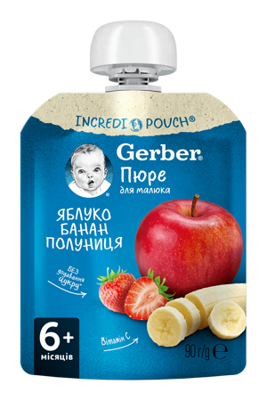   Пюре фруктове Gerber® «Яблуко, Банан, Полуниця» 