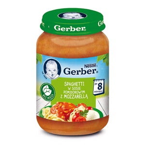 Пюре Gerber зі спагеті і сиром моцарелла в томатному соусі