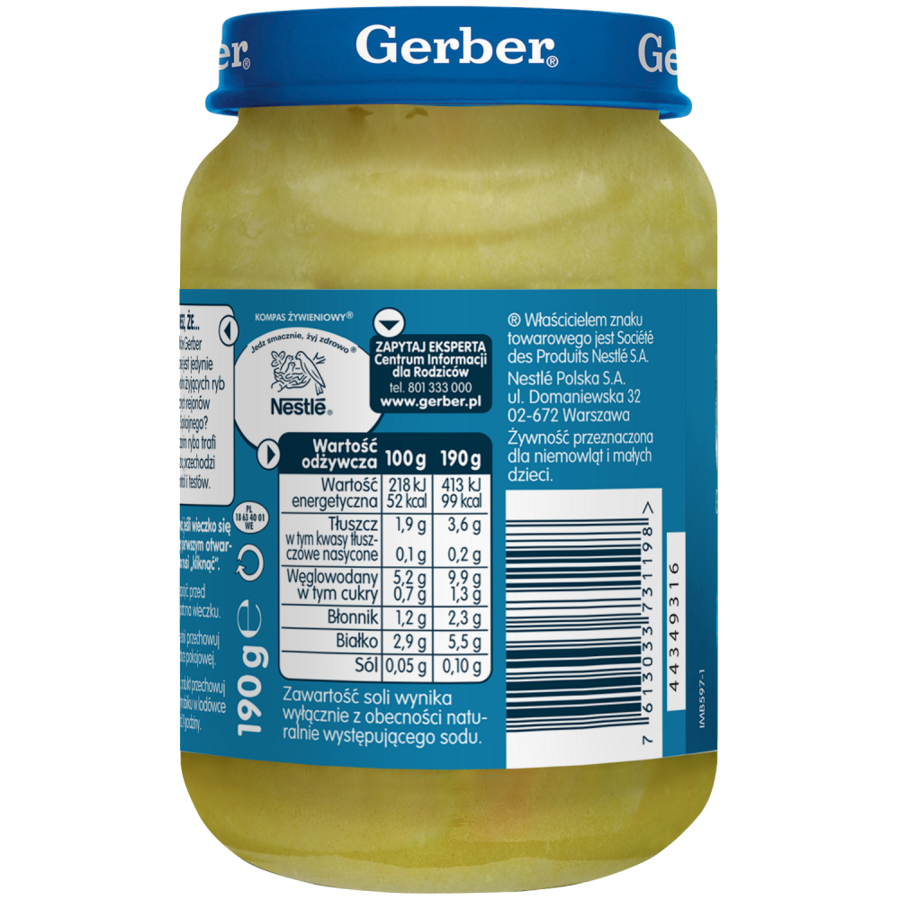 ПЮРЕ РИБНО-ОВОЧЕВЕ GERBER® "РИБА З КАРТОПЛЕЮ, ЦУКІНІ ТА БРОКОЛІ" ДЛЯ ДІТЕЙ ІЗ 6 МІСЯЦІВ. СТЕРИЛІЗОВАНЕ. 
