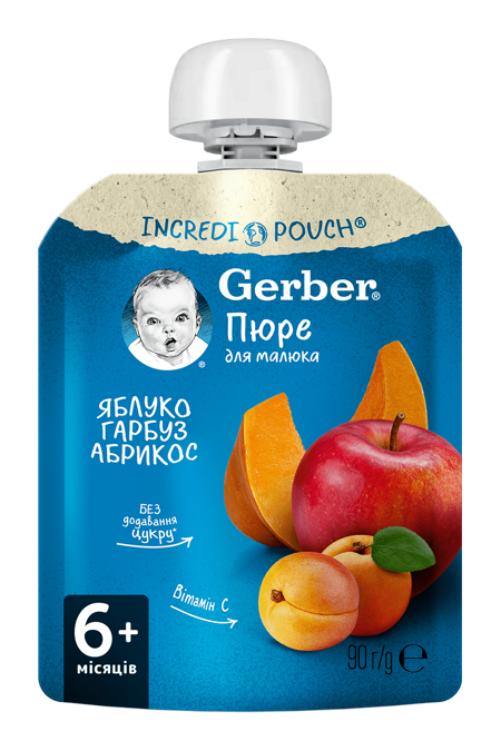 Фруктово-овочеве пюре Gerber® «Яблуко, гарбуз, абрикос»