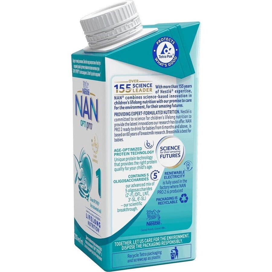 Дитяча суміш початкова молочна рідка готова до вживання “NAN® 1 OPTIPRO®” з 5 олігосахаридами для дітей з народження