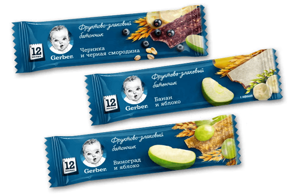 Фруктово-злаковые батончики Gerber® Фруктово-злаковые батончики Gerber®