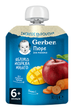 Фруктово-овочеве пюре Gerber® «Яблуко, морква, манго» 