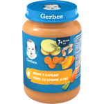 ПЮРЕ ОВОЧЕ-М'ЯСНЕ GERBER® ЗІ ШМАТОЧКАМИ  "ОВОЧІ З КУРКОЮ" ДЛЯ ДІТЕЙ ІЗ 7  МІСЯЦІВ. СТЕРИЛІЗОВАНЕ.