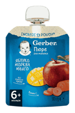 Фруктово-овочеве пюре Gerber® «Яблуко, морква, манго» 